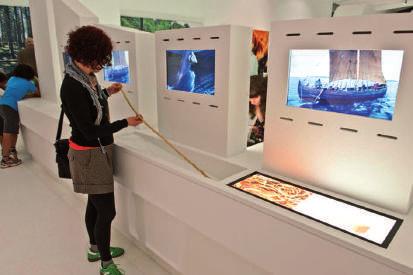 On a touch screen, visitors are encouraged to collect the materials necessary to build a true Viking ship.