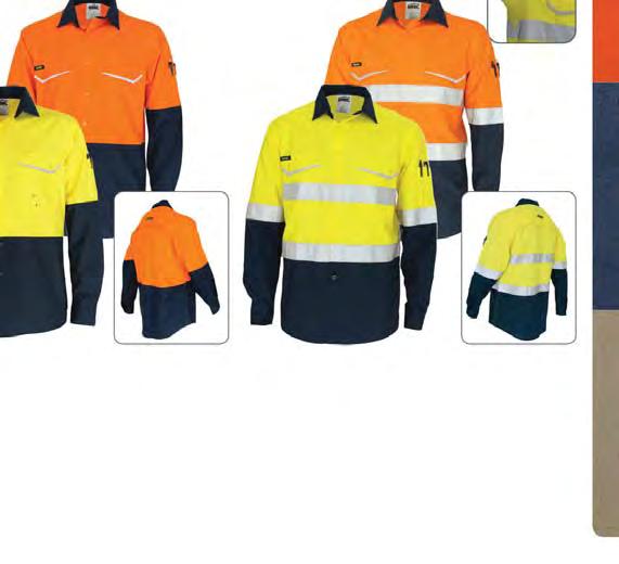 RIPSTOP SHIRT WITH CSR R/TAPE - L/S 150gsm Cotton Softer feel but Stronger & Cooler Ripstop fabric, Twin chest paocket with Innovative shape refl ective panel fl ap, Stylish contrast Yellow back yoke.