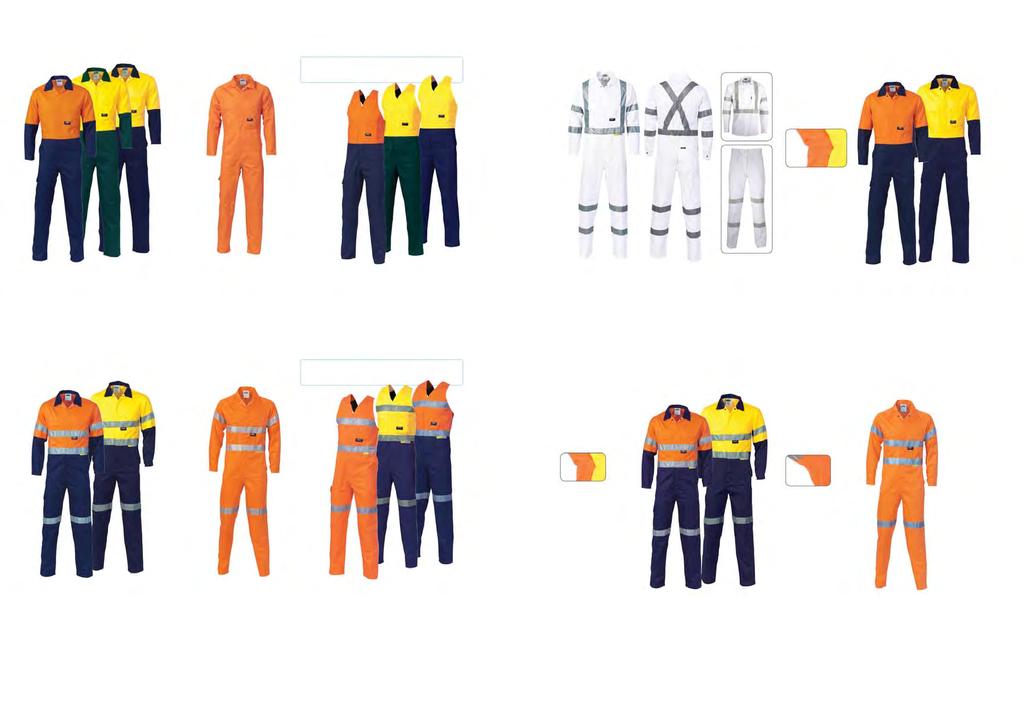 HIVIS SAFETY WEAR HIVIS SAFETY WEAR HIVIS DAY, D/N COTTON OVERALLS 311GSM HEAVYWEIGHT COTTON DRILL HW PLEASE NOTE: This garment complies with new HiVis standard for Fabric only AS/NZS 1906.4:2010.