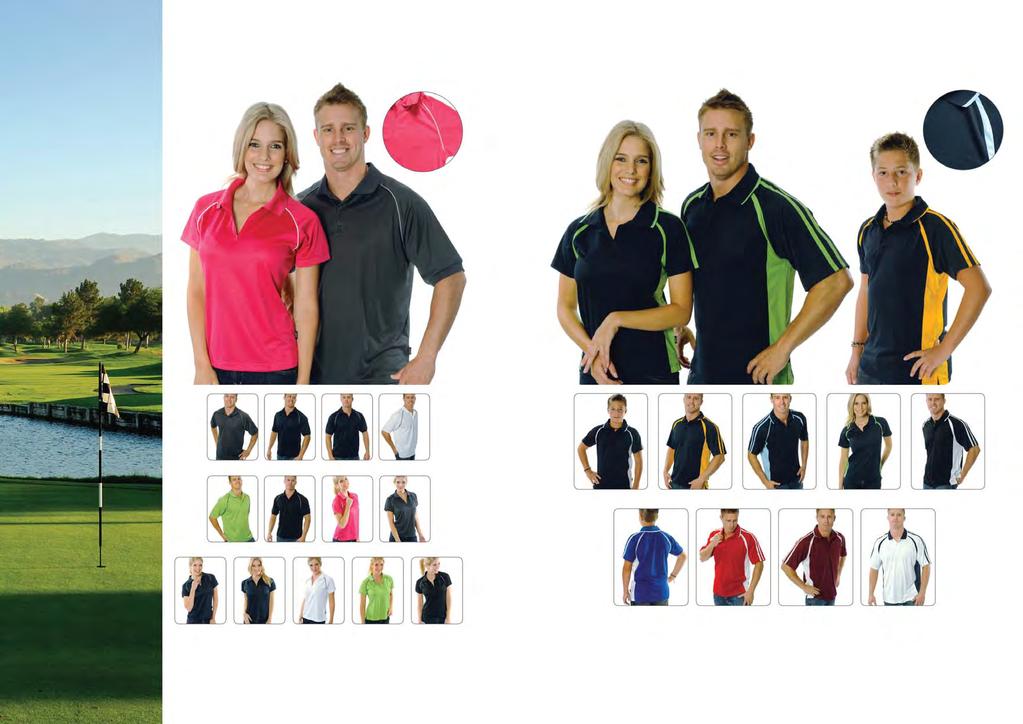 SPORTS & LEISURE COOL DRY POLOS COOL DRY POLOS COOL-BREATHE COOL DRY COOL-BREATHE COOL DRY Detail of mini waffl e fabric & stylish piping Detail of double sided jersey fabric Slate/Silver Grey