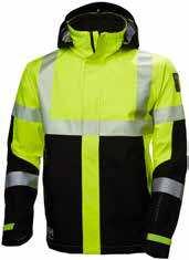 HI VIS 71172 ICU SHELL JACKET 369 YELLOW/EBONY S - 3XL Main: 100% Polyester Back: 100% Polyurethane - 265 g 369 Our ICU shell jacket gives you perfect protection against the elements with