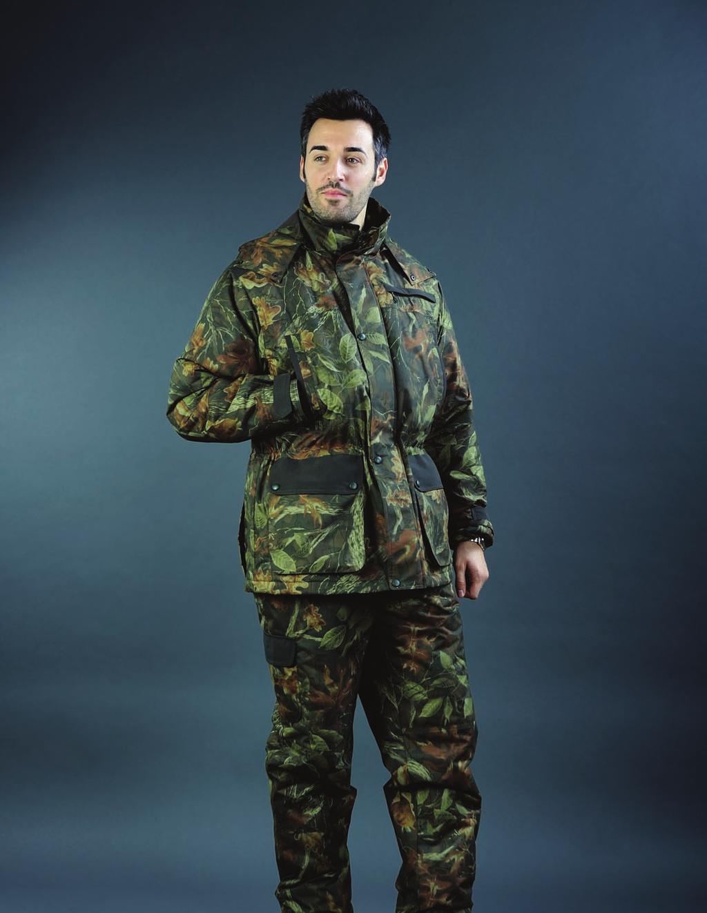 6 CAMOUFLAGE WINTER HUNTING SUIT JACKET CODE 10-1444 Hand warmer chest pockets Zippered chest pocket Functional pockets