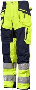 Carpenter trousers stretch, Class 2 High-visibility clothing Trousers with stretch fabric at the crotch and rear. Utility pockets with compartments for tools and pens.