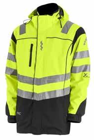 High-visibility clothing Shell jacket Class 3 Shell jacket with taped seams. Removable and adjustable hood. Zip-up chest pocket on the right-hand side. Napoleon pocket with zip on the left chest.
