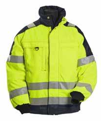 Size: XS - 3XL CE: EN ISO 20471 class 3 EN 343 546036911 Yellow/Black 546036918 Orange/Black Winter jacket Class 3 Jacket with longer back. Zip-up chest pocket on righthand side. D-ring right chest.