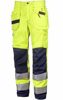 Carpenter trousers Trousers with double utility pockets with compartments for tools and pens. Zip-up pocket on left utility pocket.