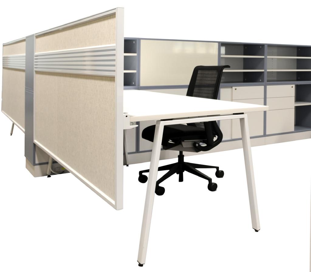 Some of the features designed into the robust and flexible product include desk height adjustability for user comfort and change, length adjustability in the under desk support for real