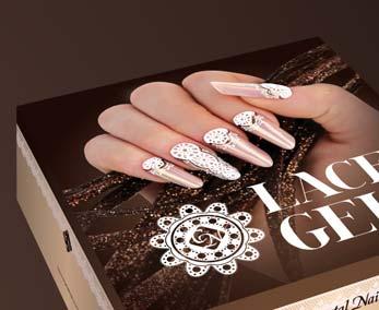 NEW LACE GEL STEP BY STEP 4 COLOURS OF THE NEW NAIL ART GEL IN ONE BOX LACE GEL BOX LACE GEL BOX BY BARBARA MAGYAROSI 1. Create the base Cover Pink powder.