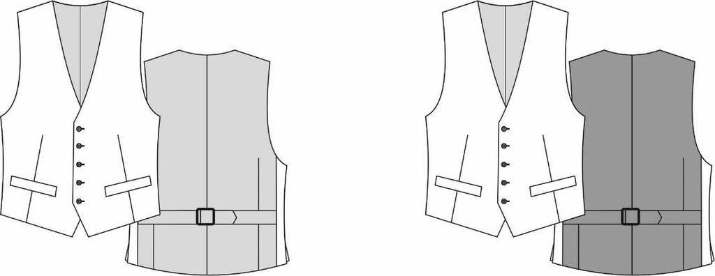Waistcoat back options ; Lining back Back in lining material and interior in viscose.