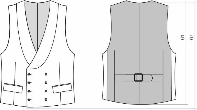 Pre-designed waistcoats ; CG00534 Model: Spencer Center back 61 cm Front 67