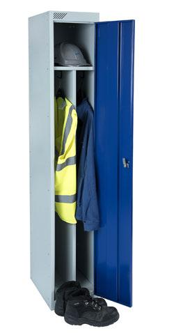 DIVIDED LOCKER SYSTEM 1308 WELLED LOCKER SYSTEM 1307 A vertical partition within the locker provides two separate hanging areas allowing soiled and clean clothing to be segregated.