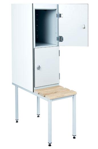 The Lockers are provided with a stand and underneath is an electric tube heater. The locker base and shelf is perforated to allow warm air to circulate through the locker.