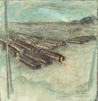 Above: Iso Rae, 23rd General Hospital (November 1915, pastel and gouache on grey paper, 48.7 x 47.4 cm, AWM ART 19596). This may be the hospital in which Iso Rae s sister, Alison, worked.