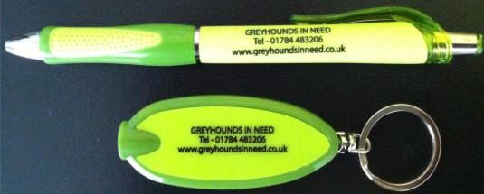 green coloured pen and keyring