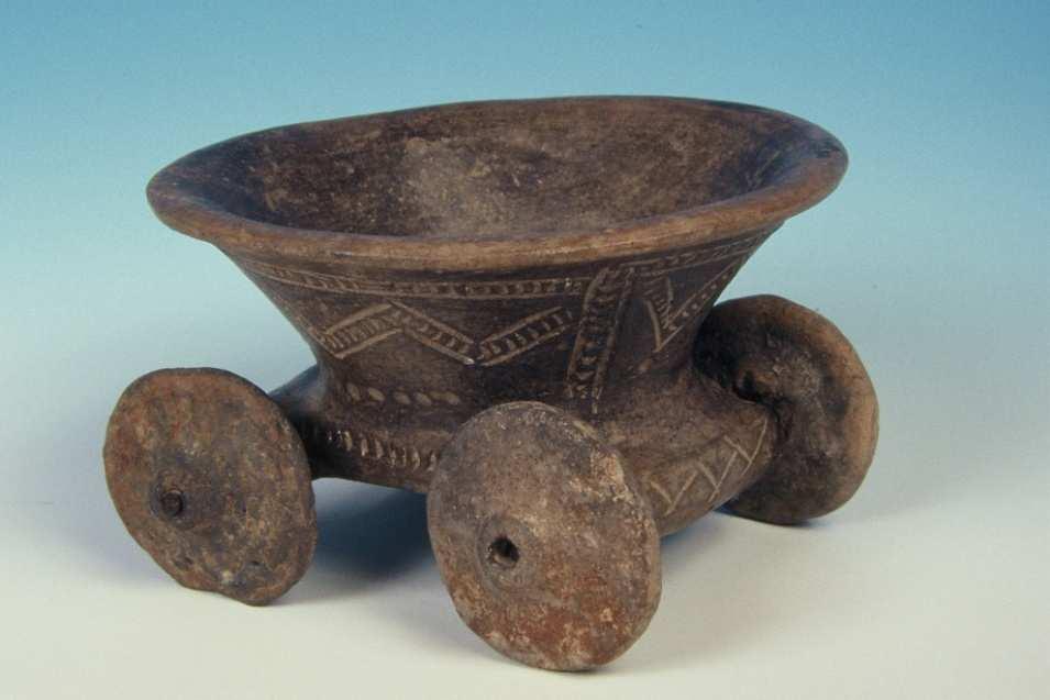 Fig. 5 Toy of trade cart made from pottery found in Nižná Myšľa Till nowdays there are not adequate amount of gold objects analysis found in Carpathian Basin.