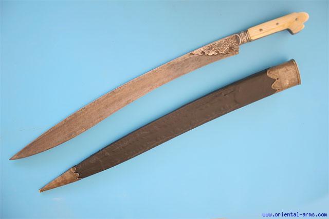 The yataghan swords with the short heavy blade and wide belly are typical to the second half of the 18 C.