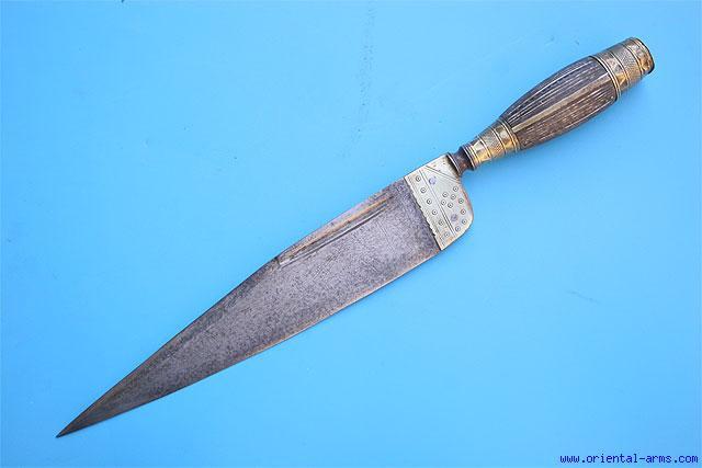 This specific one has a long, 34 inches straight narrow blade with 8464 two fullers, unmarked but most probably of European origin.
