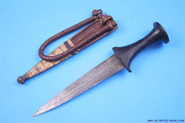 The scabbard is heavy silver, well chased and decorated in a classical Turkish style. Total length 33 ½ inches. This good dagger is coming from Sudan, early to mid 20 C.