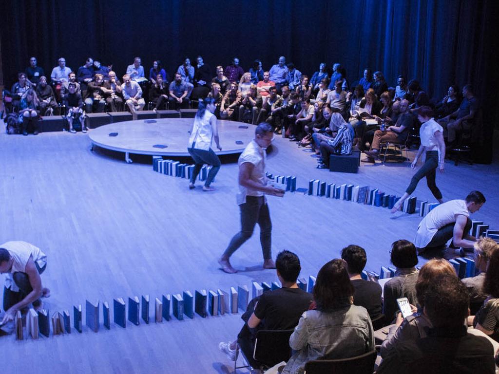 Drawing on global politics from WWII, the Spanish Civil War, the Chinese Cultural Revolution, and more, Brilliant Alarm was originally presented in the round in YBCA s flexible Forum space.