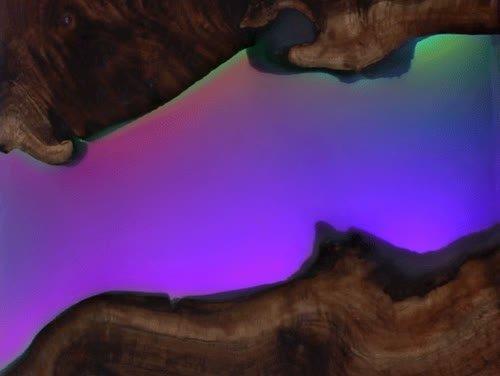 Glowing Neopixel Resin River Table Created by Erin