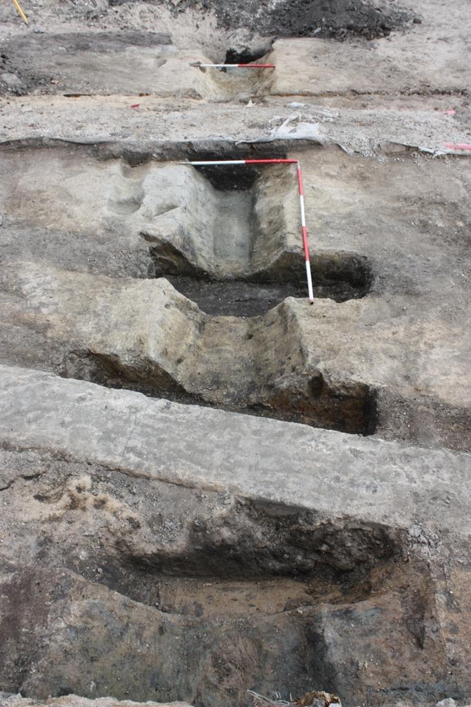 A substantial part of a ditch was excavated in watching brief Trench Z 77745 (Group 376). This feature consisted of a linear cut and four deposits.