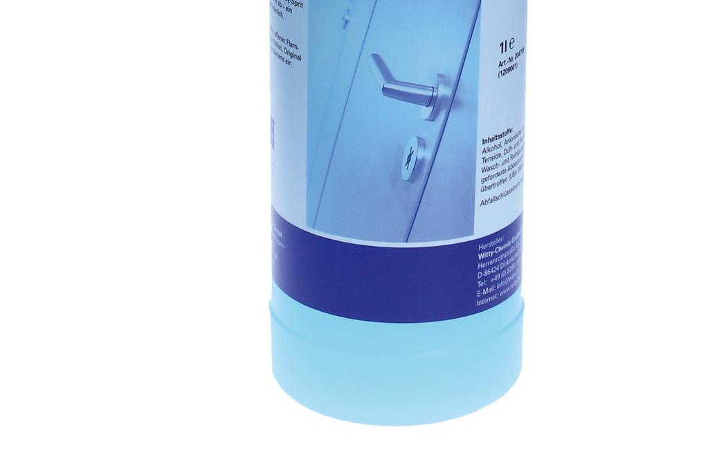 Witty Sprit from KEMMLIT Area of application: Powerful cleaner for alcohol resistant and washable surfaces such as aluminium, solid grade laminate (HPL), mirrors, glass, coated steel, synthetic tic