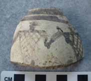 Painted Ubaid sherd showing a segmented figure with appendages, probably a scorpion Euphrates valley 3 4 km to the south of Zeidan.