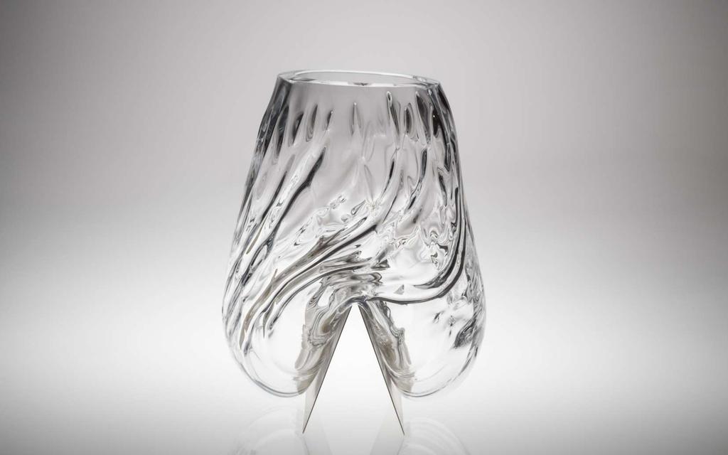 BOLA TWIST vase, 2017 Crystal, brushed stainless steel Size