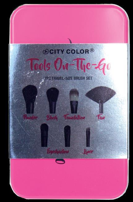 7 piece synthetic brush set Hot pink handle Includes a travel case How to: