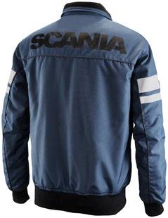 Jacket with fleece-lined collar and Scania wordmark on back.