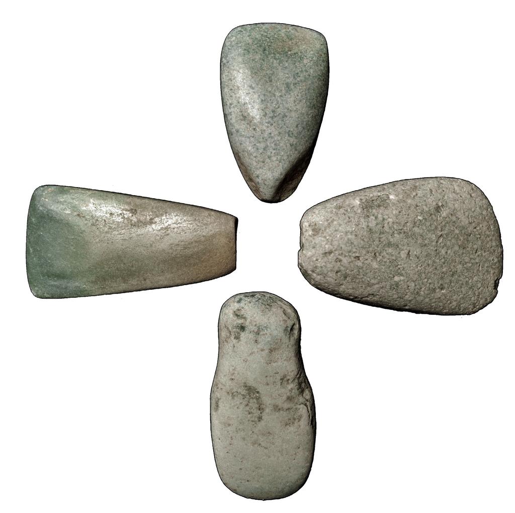 Figure 7. Greenstone axe found in Cache 134. Note facets and dimple.