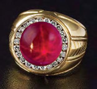 55 mm) was identified as a triplet consisting of a synthetic ruby top and bottom joined by a near-colorless glue layer that surrounded an unidentified center section. signs of assembly can be hidden.