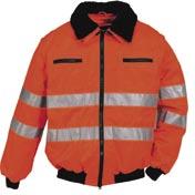 High-visibility parka with reflective tape. Water-repellent material. Quilted lining and pile collar. Detachable hood with quilted lining. Certified according to EN471. Size XS-4XL. Orange.