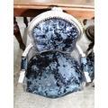 Silver and blue fabric throne style