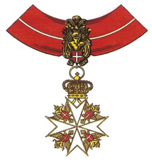 RANK OF THE ORDER BY NECK RIBBON AND MANTLE COLLAR Knight/Dame of Honour KSJ/DSJ Neck ribbon bearing the insignia of the Order.