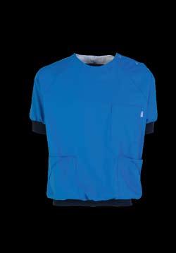 Cleansuit 98%pes-2%Nega-stat - 160 g/m² round neck and studs breast pocket XS - XXL sky blue navy blue light blue UNISEX TROUSERS / EN13795 Ref.