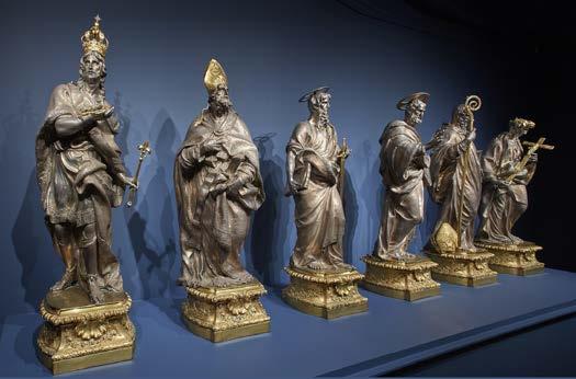13. Left wall of North Room (lower exhibition Rome. This view shows the statues of six saints (St. Louis, St.