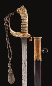 146 148 149 147 A GEORGE V 1897 PATTERN INFANTRY OFFICER S SWORD AND A MASONIC SWORD the first of regulation specifications, with etched fullered blade, steel hilt retaining traces of nickel-plating,