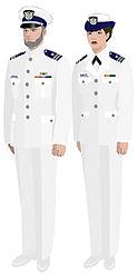 Dress White Uniform The Dress White uniform is for wear for Commodores and AUX Clergy as prescribed The jacket is the standard Coast Guard (Navy) White jacket Women s