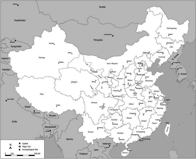 Figure 2: Some of The Major Ancient Archaeological Sites in China Including