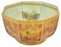 A Wedgwood Fairyland lustre ware bowl of hexagonal form, pattern number Z4830, decorated on the inside and outside with
