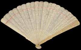 with embroidered Chinese dragon, and one other plus twelve early 19th Century fans that need re-ribboning (mainly ivory, horn and bone). 100-200 233.