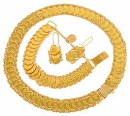 A suite of 18ct gold Continental jewellery comprising of necklace, bracelet and earrings of matching fancy narrow link design with