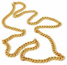 Jewellery & Watches 262. A heavy, long 18ct gold, continuous curb link chain of even size links, each link marked for 18ct. Weight approx. 88.9 gm, approx. 76cm in length 1,400-1,800 263.