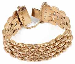 150-250 273. A Continental.750 gold mesh bracelet with ball and hoop decoration, marked.750, approx 14.9 gm 270 274.