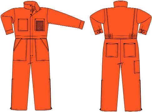 MEN S COVERALL Unlined Deluxe Vented Coverall - Tunnel Collar Mesh Gas Monitor Pocket / 16 Zipper leg opening / HI-VIS FR Way Zipper Closure (YKK/Nomex Tape) under front flap with with concealed