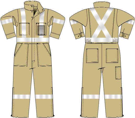 15 oz from Oratex Pro-Techt#M-11347 55% modacrylic/45% cotton (no melt, no drip) Adjustable cuffs Tunnel collar with with concealed snap Two large back pockets Two lower front patch pockets with side