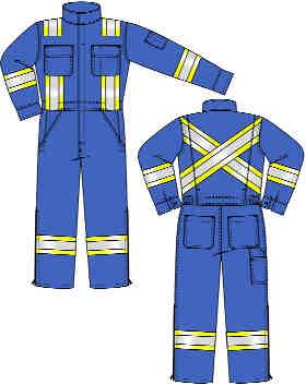 MEN S COVERALL Unlined Deluxe Coverall 18 Zipper leg opening / HI-VIS FR Way Zipper Closure (YKK/Nomex Tape) under front flap with concealed snaps closures 18 brass FR zipper (YKK/Nomex Tape) opening