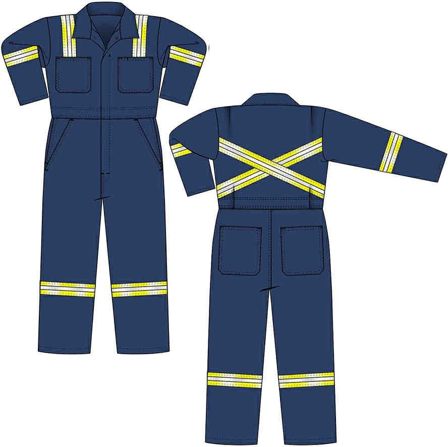 MEN S COVERALL Utility Coverall HI-VIS FR Way Zipper Closure (YKK/Nomex Tape) under front flap with with concealed snaps High Tenacity FR Nomex Sewing Thread front chest pockets Left chest pocket