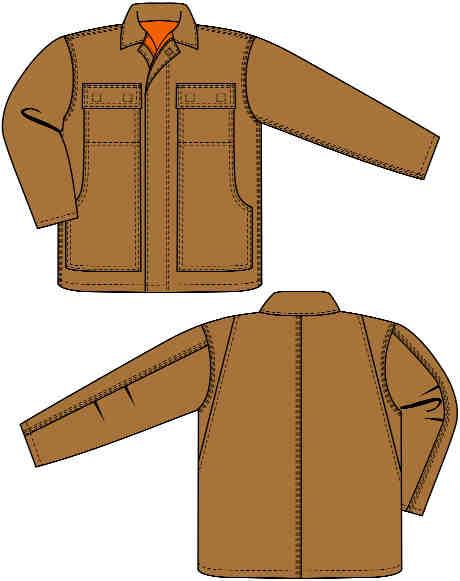 MEN S OUTERWEAR Lined Duck Traditional Coat Heavy-duty, two-way concealed taped brass zipper (YKK/Nomex Tape) front closure Two inside patch pockets with flame-resistant hook-and-loop closures